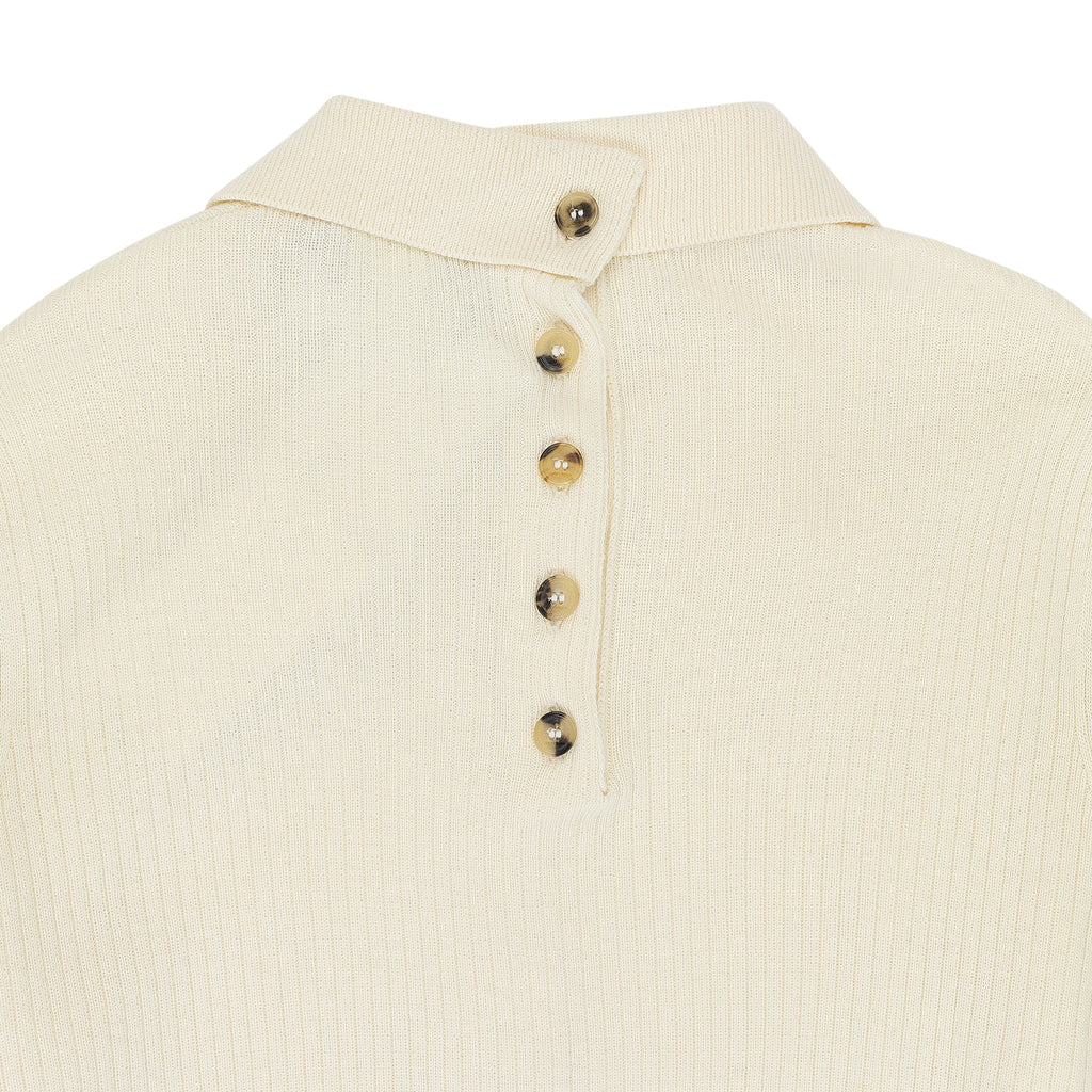 NATURAL MULTI-BUTTON LIGHT WOOL POLO SHIRT