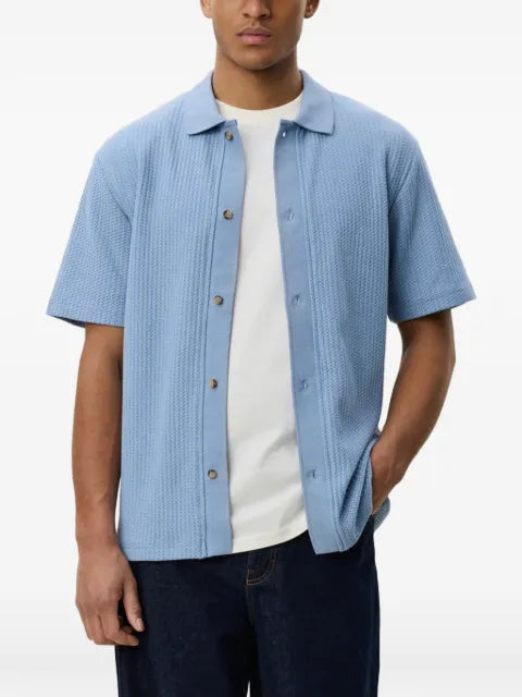 Les Deux Pointelle SS textured-knit short-sleeve cardigan
