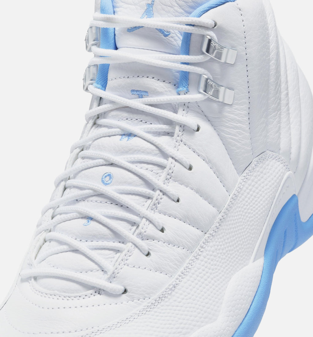 Air Jordan 12 Retro White and University Blue Men's Lifestyle Shoes - White/University Blue/Metallic Silver
