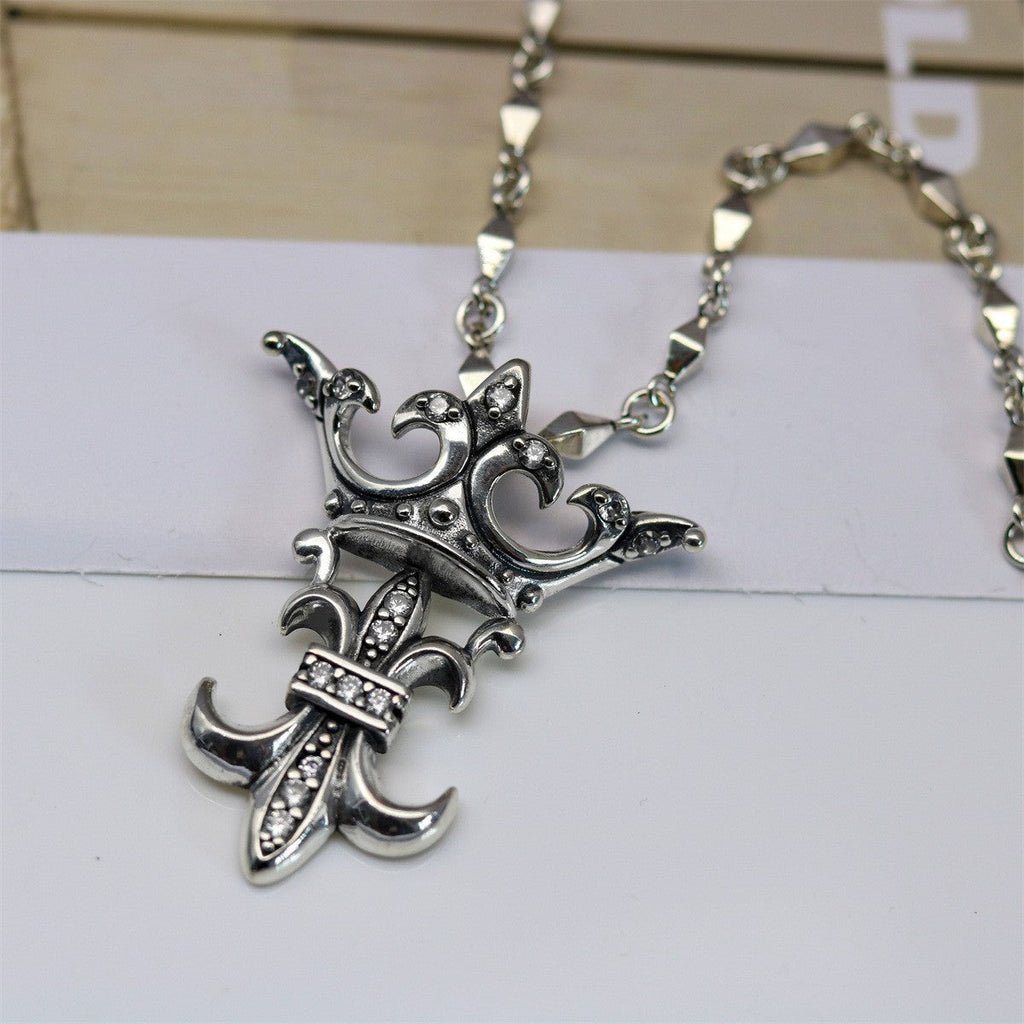 Chrome Hearts old crown anchor diamond pendant