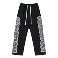 MIXED EMOTION Black Ornamental Graphic Sweatpants