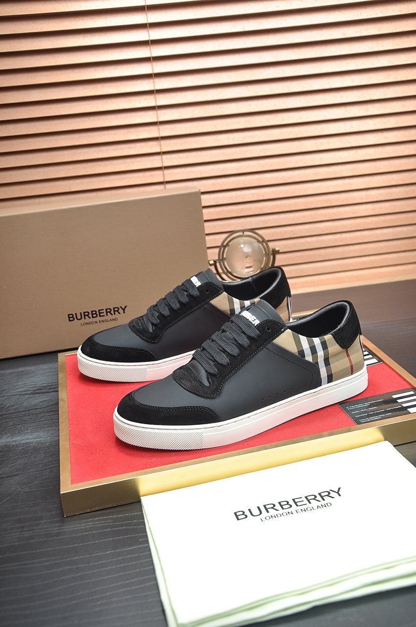 Burberry Check Heel Low-Top Sneakers - Leather Lining
