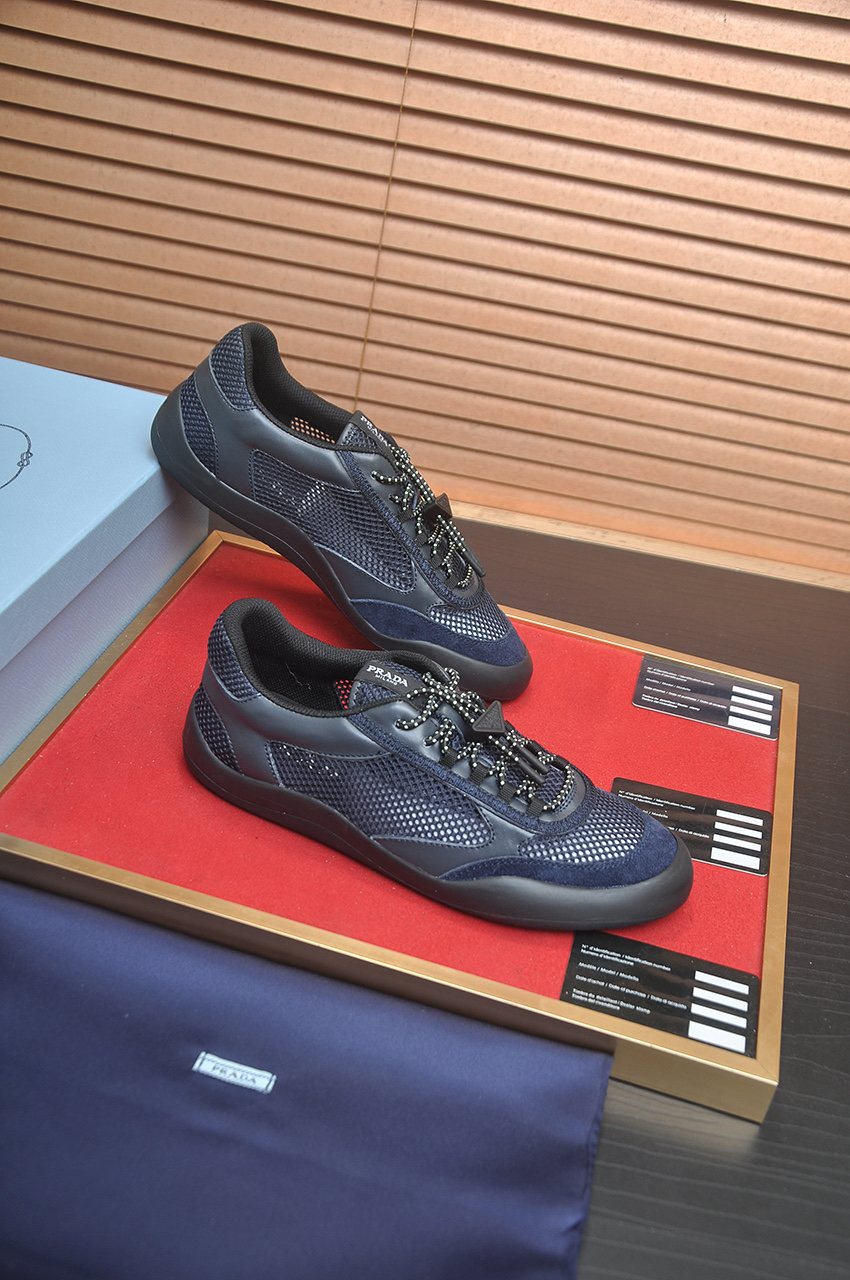 Prada Mesh Panel Low-Top Sneakers - Padded Collar