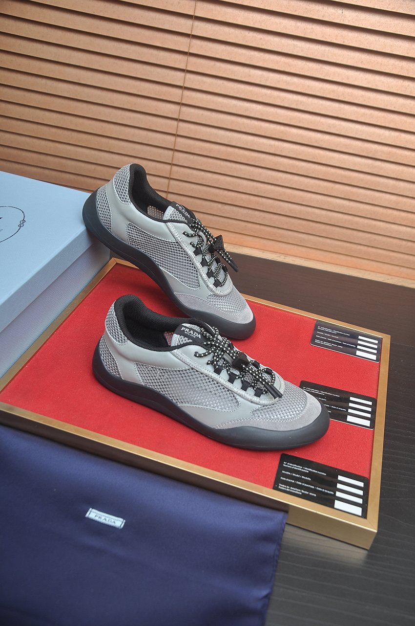 Prada Mesh Panel Low-Top Sneakers - Padded Collar